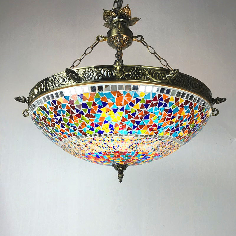Spherical Amber Cyclone Glass Hanging Chandelier Retro 7 Heads - Rebooters