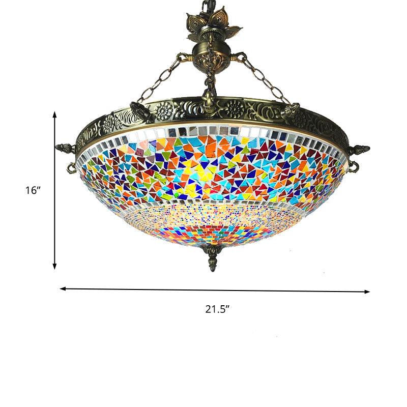 Spherical Amber Cyclone Glass Hanging Chandelier Retro 7 Heads - Rebooters