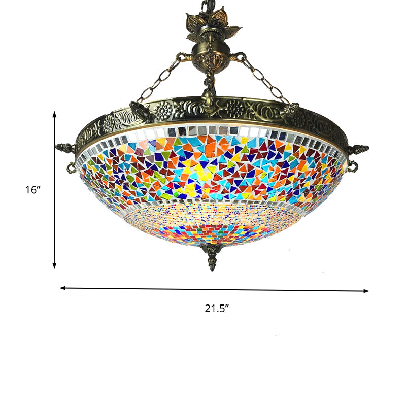 Spherical Amber Cyclone Glass Hanging Chandelier Retro 7 Heads - Rebooters