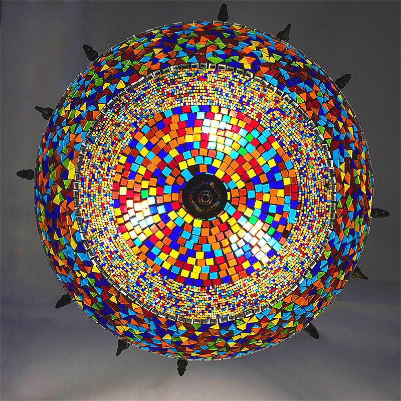 Spherical Amber Cyclone Glass Hanging Chandelier Retro 7 Heads - Rebooters