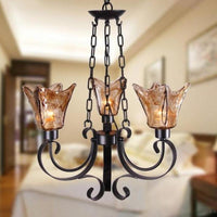 3/6/8 Bulbs Ceiling Lamp Scroll Amber Glass Classic Chandelier - Rebooters