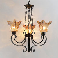 3/6/8 Bulbs Ceiling Lamp Scroll Amber Glass Classic Chandelier - Rebooters
