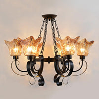 3/6/8 Bulbs Ceiling Lamp Scroll Amber Glass Classic Chandelier - Rebooters