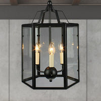 3-Light Clear Glass Hanging Chandelier Vintage Black/White - Rebooters