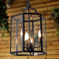 3-Light Clear Glass Hanging Chandelier Vintage Black/White - Rebooters