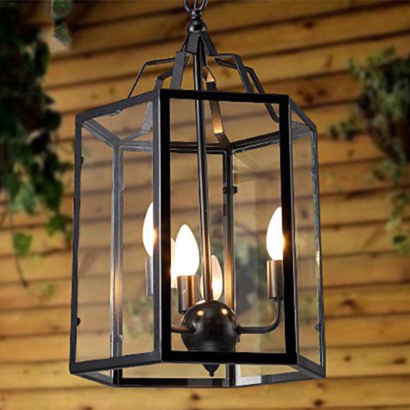 3-Light Clear Glass Hanging Chandelier Vintage Black/White - Rebooters