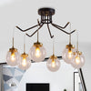 Globe Clear Glass Chandelier Lighting Classic 6/8 Lights Dining Room Pendant Lighting in Black - Rebooters