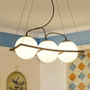 Globe Bedroom Pendant Chandelier Traditional Opal Glass 3/5 Lights Black Hanging Fixture - Rebooters