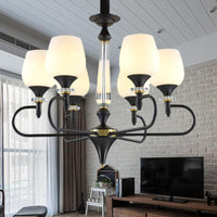 3/6 Lights Opal Glass Hanging Chandelier Matte Black Pendant - Rebooters