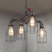 Antique Style Caged Chandelier Pendant Light in Rust - Rebooters
