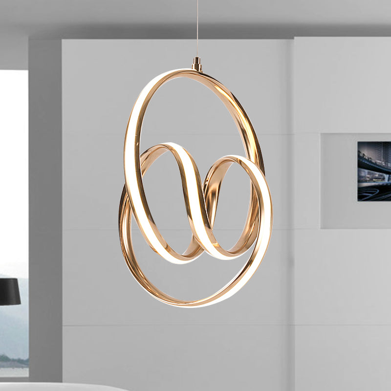 Twisted Restaurant Chandelier Pendant Acrylic LED Simplicity Ceiling Light in Gold - Rebooters