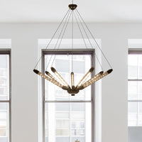 7/11 Lights Chandelier Pendant Light Post Modern Black Gold - Rebooters