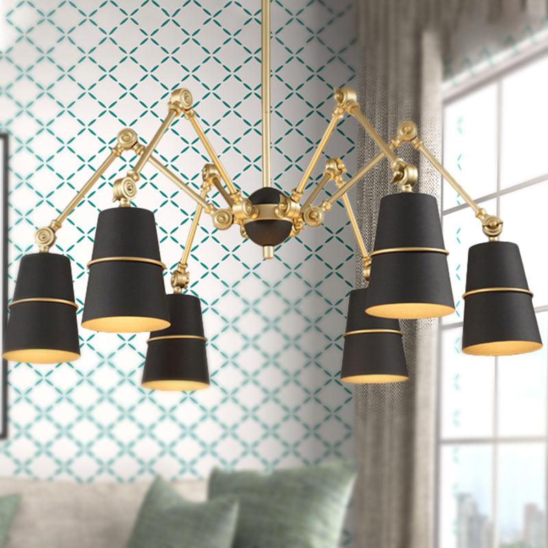 6 Lights Spider Chandelier Light with Cone Shade Retro Style - Rebooters