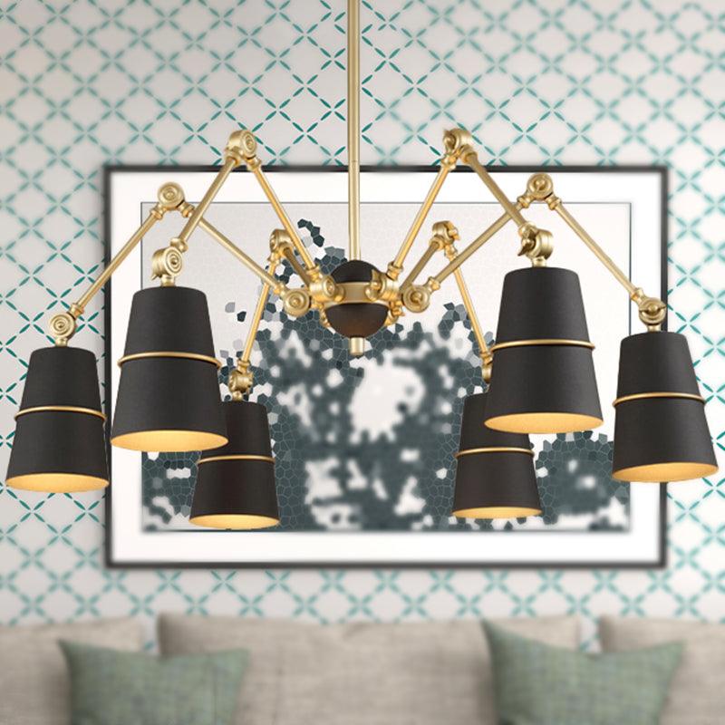 6 Lights Spider Chandelier Light with Cone Shade Retro Style - Rebooters