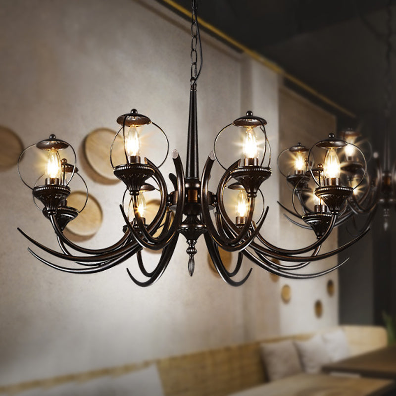 Farmhouse Wire Guard Chandelier Lighting with Curved Arm - Rebooters