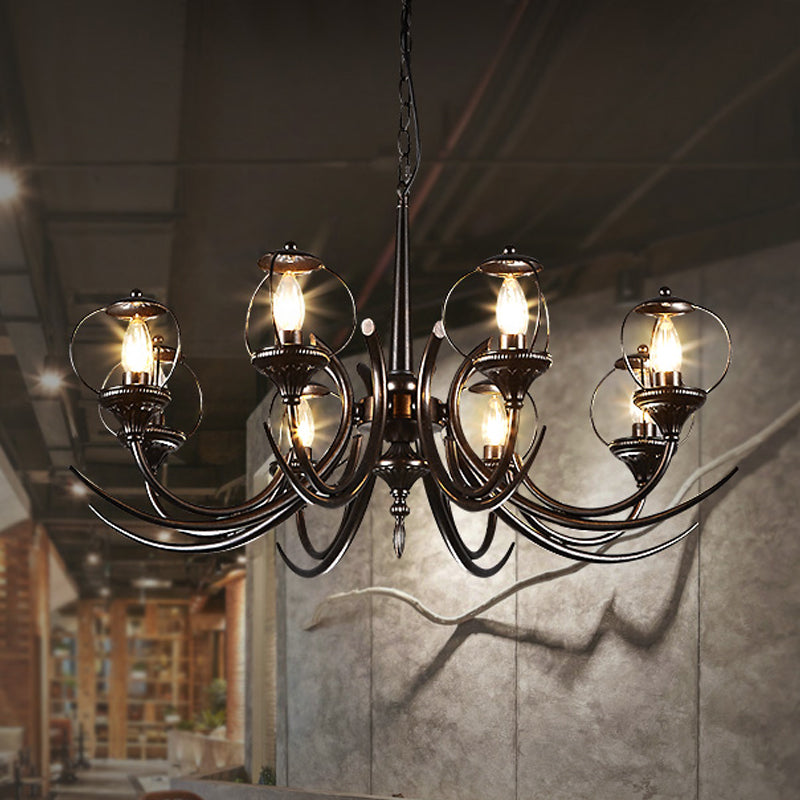 Farmhouse Wire Guard Chandelier Lighting with Curved Arm - Rebooters