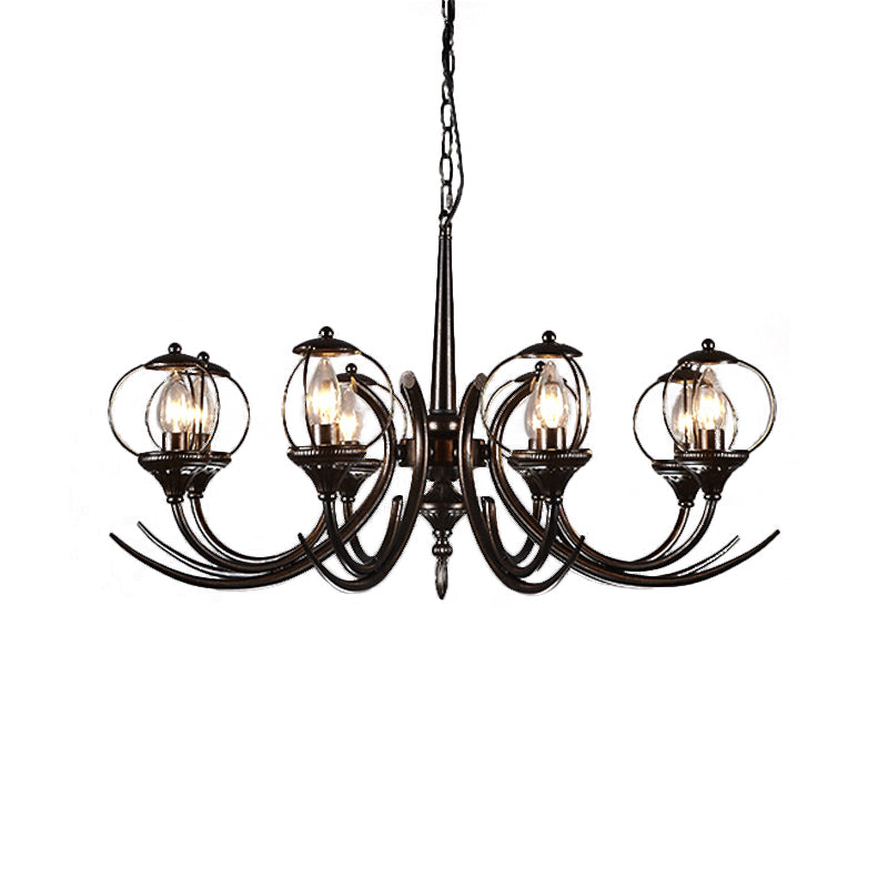 Farmhouse Wire Guard Chandelier Lighting with Curved Arm - Rebooters