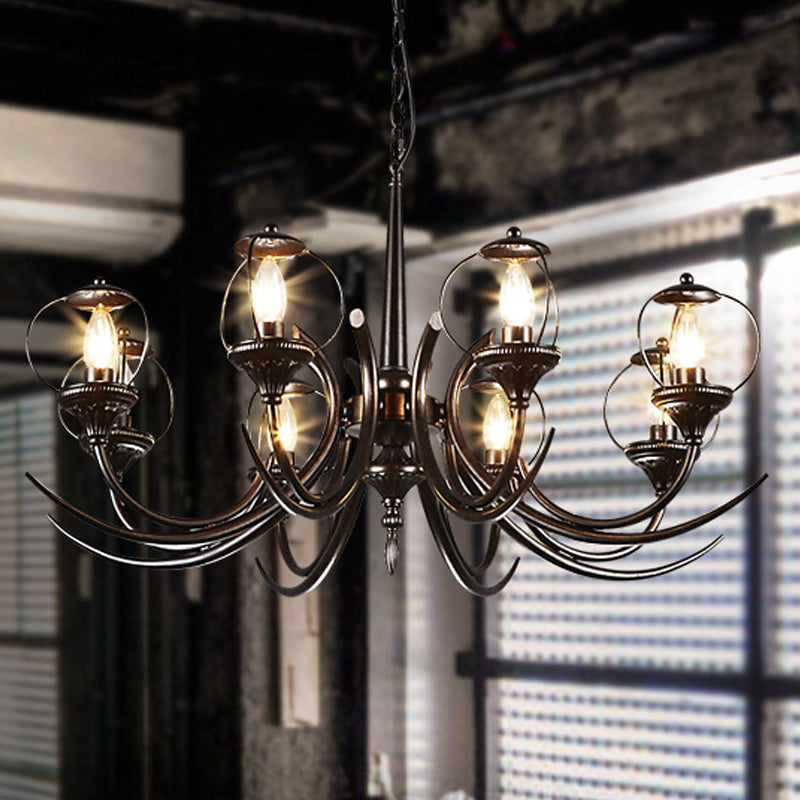 Farmhouse Wire Guard Chandelier Lighting with Curved Arm - Rebooters