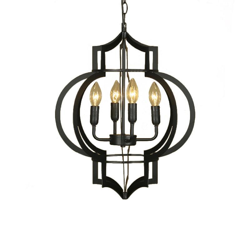 4/6 Bulbs Chandelier Light Vintage Style Lantern Cage Shade - Rebooters