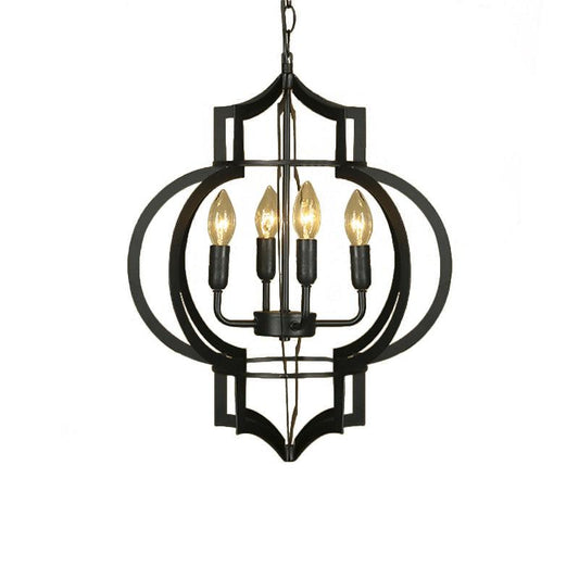 4/6 Bulbs Chandelier Light Vintage Style Lantern Cage Shade - Rebooters