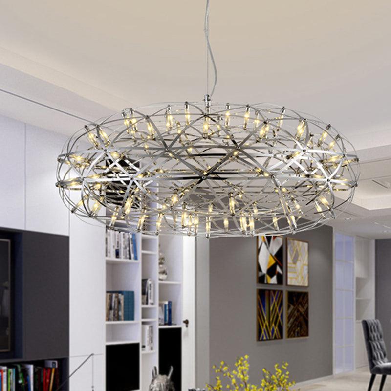 Chrome Disc-Shaped Chandelier Lamp Modern 16 21 W LED Lighting - Rebooters