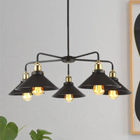 3/4/5 Heads Conical Chandelier Lamp Black Metallic Light - Rebooters