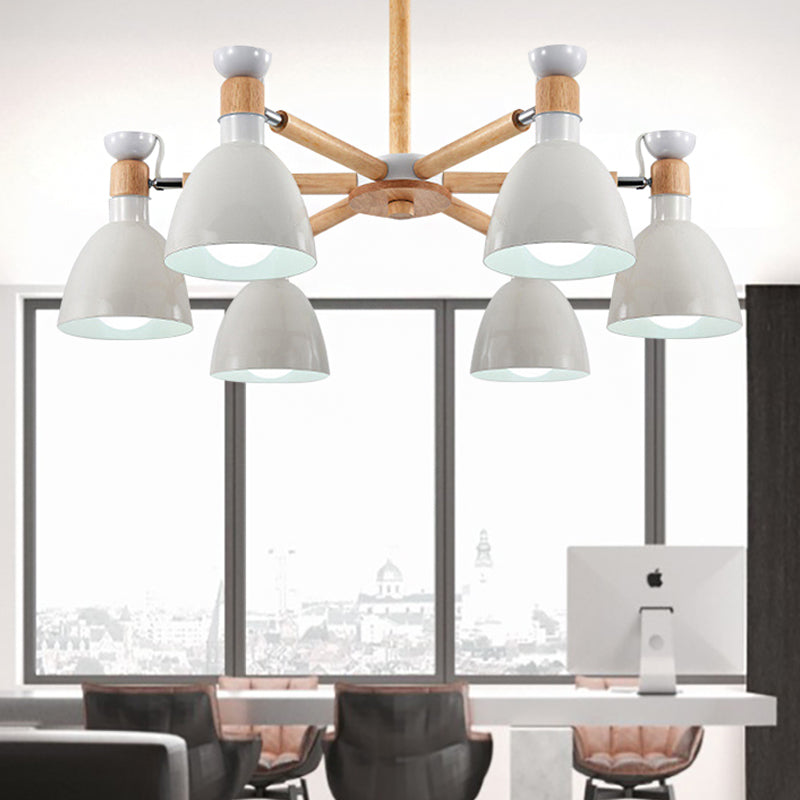 Metal Bowl Shade Ceiling Light Boys Girls Bedroom Six Lights Macaron Chandelier - Rebooters