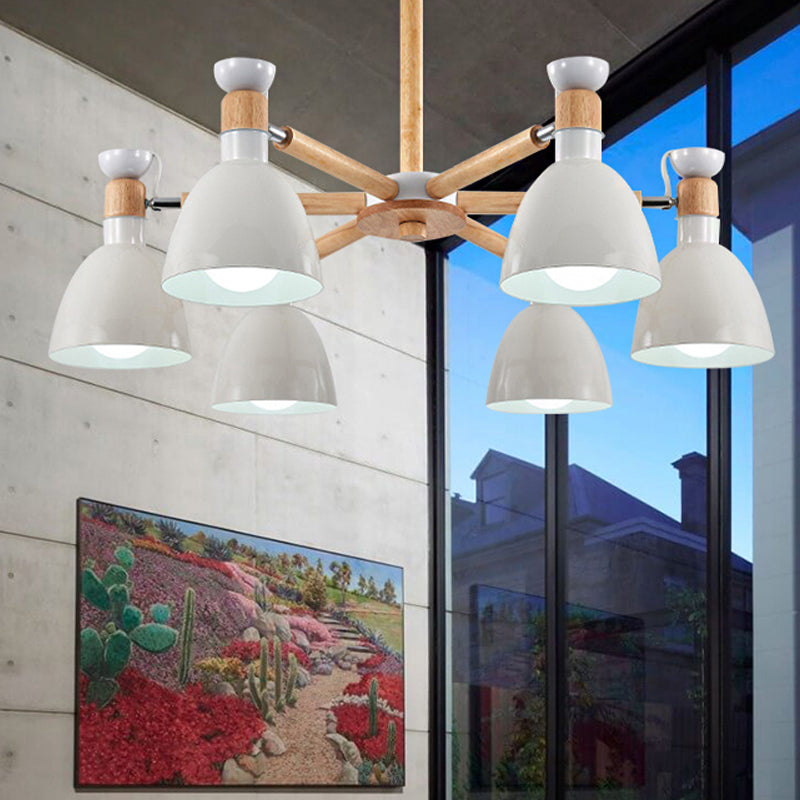 Metal Bowl Shade Ceiling Light Boys Girls Bedroom Six Lights Macaron Chandelier - Rebooters