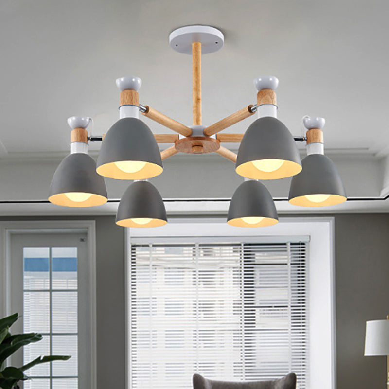 Metal Bowl Shade Ceiling Light Boys Girls Bedroom Six Lights Macaron Chandelier - Rebooters