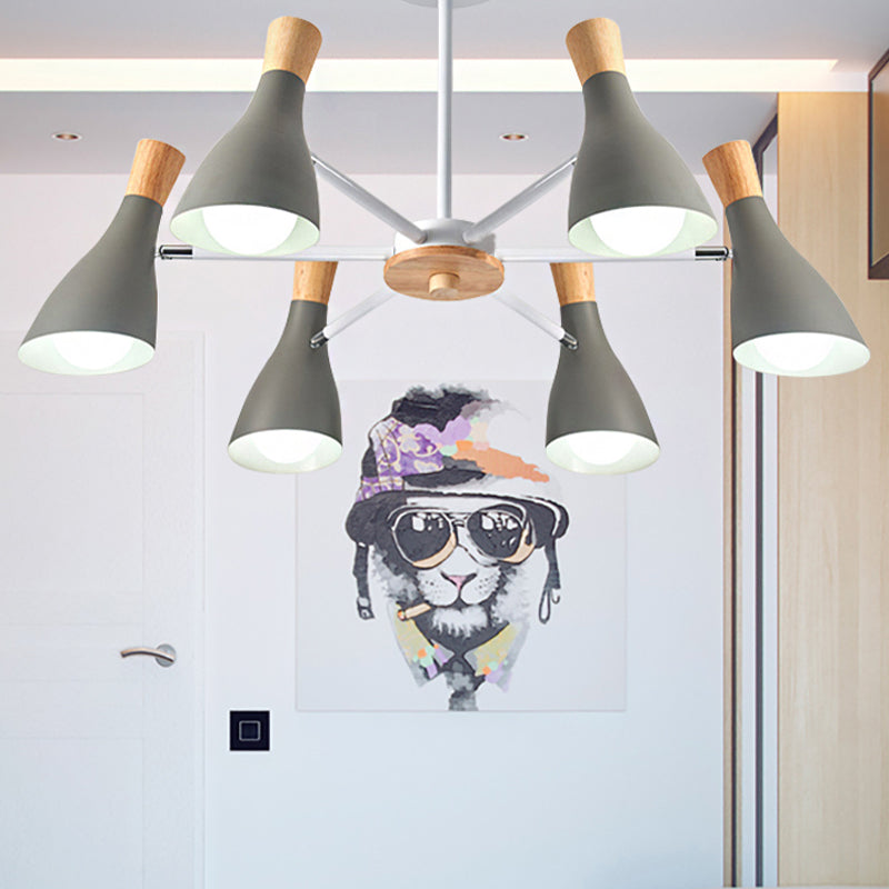 6 Lights Bottle Hanging Light Nordic Style Metal Chandelier - Rebooters