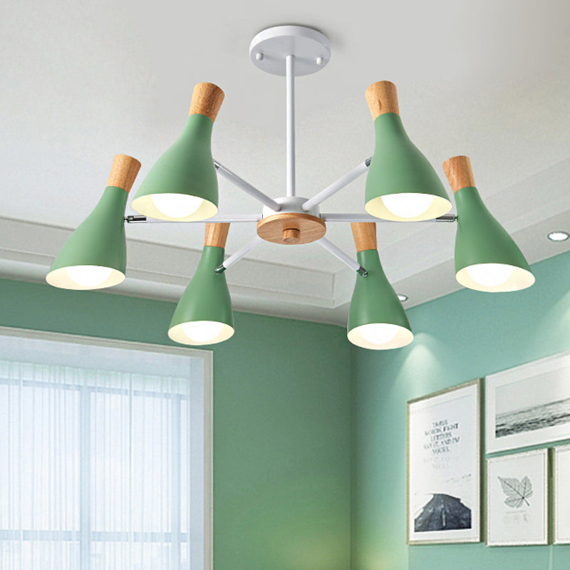 6 Lights Bottle Hanging Light Nordic Style Metal Chandelier - Rebooters
