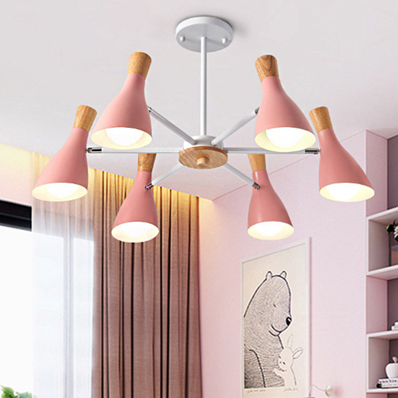 6 Lights Bottle Hanging Light Nordic Style Metal Chandelier - Rebooters