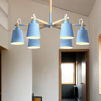 Baby Bedroom Bucket Chandelier Metal Wood 6 Lights Macaron - Rebooters