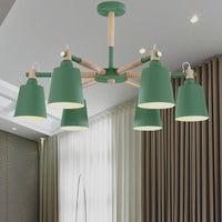 Baby Bedroom Bucket Chandelier Metal Wood 6 Lights Macaron - Rebooters