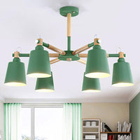 Baby Bedroom Bucket Chandelier Metal Wood 6 Lights Macaron - Rebooters