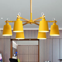 Baby Bedroom Bucket Chandelier Metal Wood 6 Lights Macaron - Rebooters