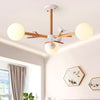 White Globe Shade Chandelier Rustic Wood Pendant Light Bird - Rebooters