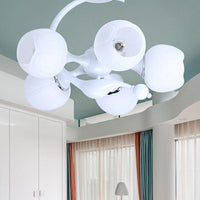 5 Bulbs Spherical Shade Chandelier Contemporary Metal Pendant Light in White for Office - Rebooters