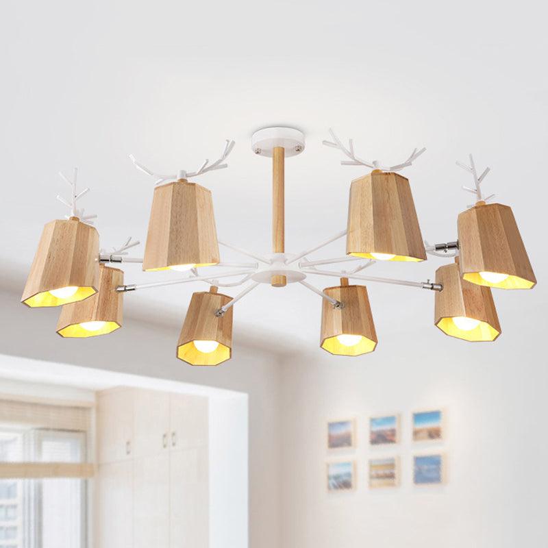 Modern Nordic Deer Horn Pendant Ceiling Light Beige Wood - Rebooters