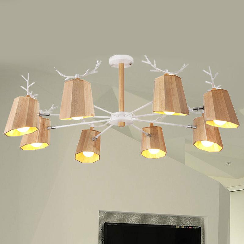 Modern Nordic Deer Horn Pendant Ceiling Light Beige Wood - Rebooters