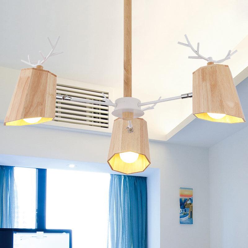 Modern Nordic Deer Horn Pendant Ceiling Light Beige Wood - Rebooters