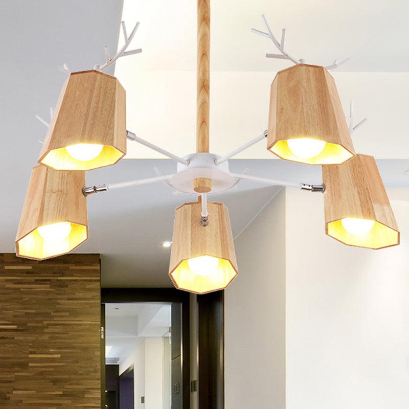 Modern Nordic Deer Horn Pendant Ceiling Light Beige Wood - Rebooters