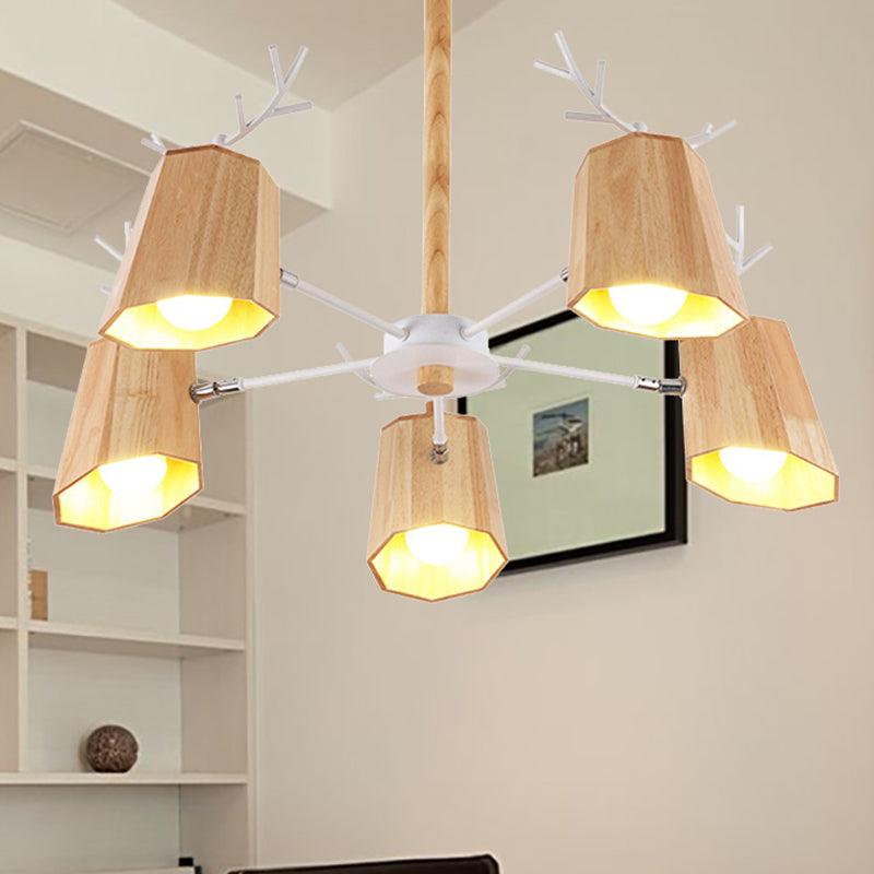 Modern Nordic Deer Horn Pendant Ceiling Light Beige Wood - Rebooters