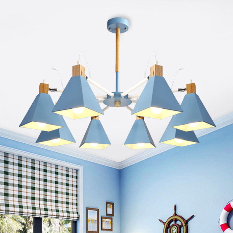 Triangle Living Room Hanging Metal 8 Lights Pendant Fixture - Rebooters