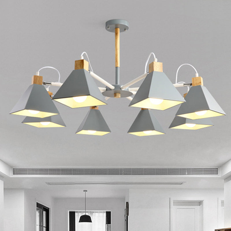 Triangle Living Room Hanging Metal 8 Lights Pendant Fixture - Rebooters