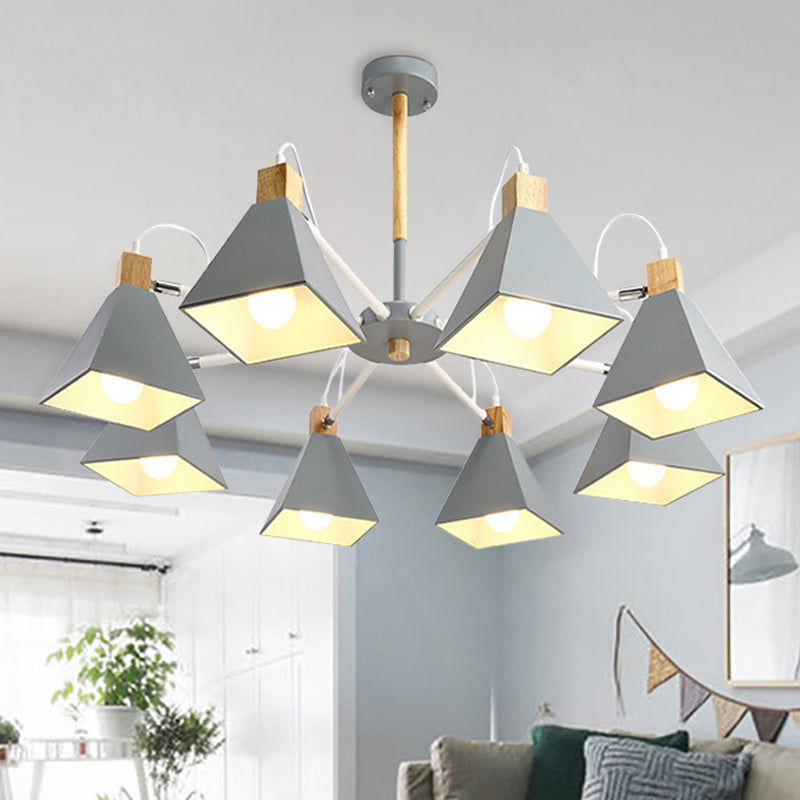 Triangle Living Room Hanging Metal 8 Lights Pendant Fixture - Rebooters