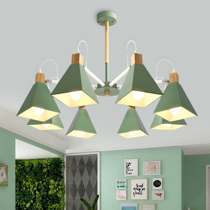 Triangle Living Room Hanging Metal 8 Lights Pendant Fixture - Rebooters