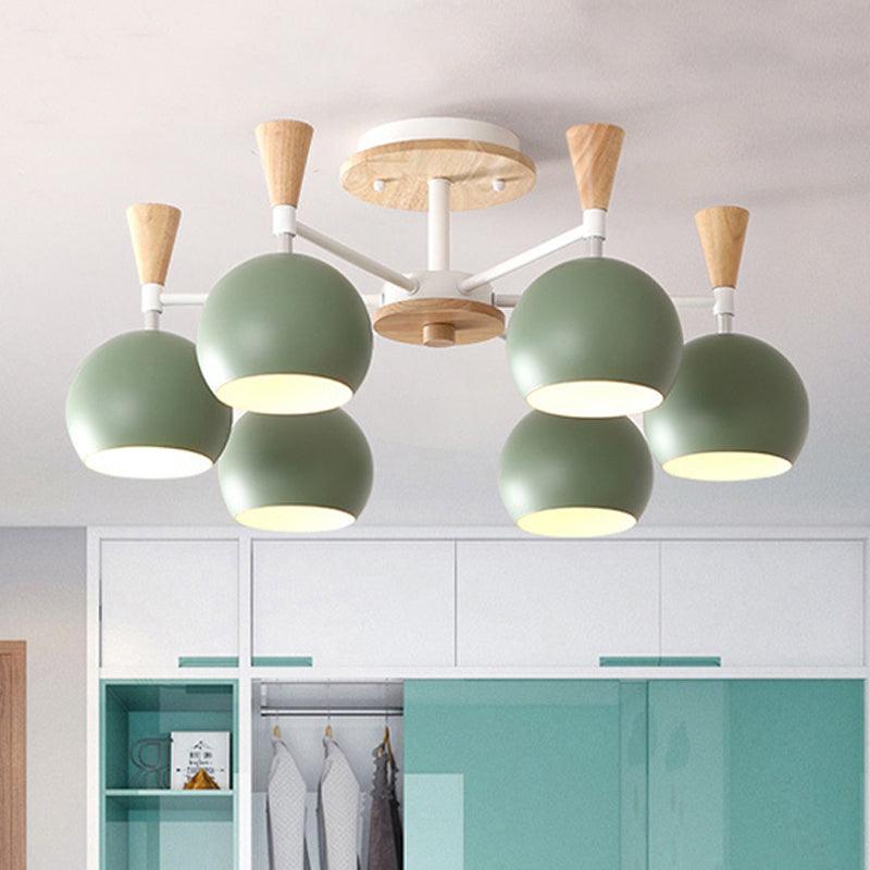 Metal Dome Hanging Chandelier 6 Bulbs Modern Light for Kids - Rebooters