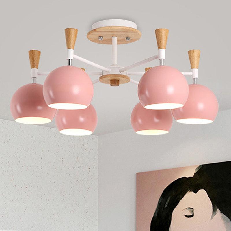 Metal Dome Hanging Chandelier 6 Bulbs Modern Light for Kids - Rebooters