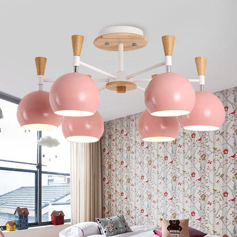 Metal Dome Hanging Chandelier 6 Bulbs Modern Light for Kids - Rebooters